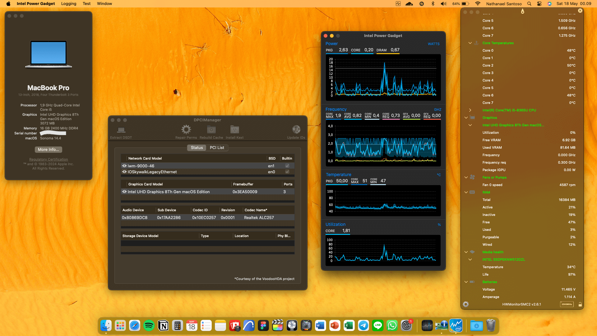 Success Hackintosh macOS Sonoma 14.4 Build 23E214 in Lenovo Thinkpad X390